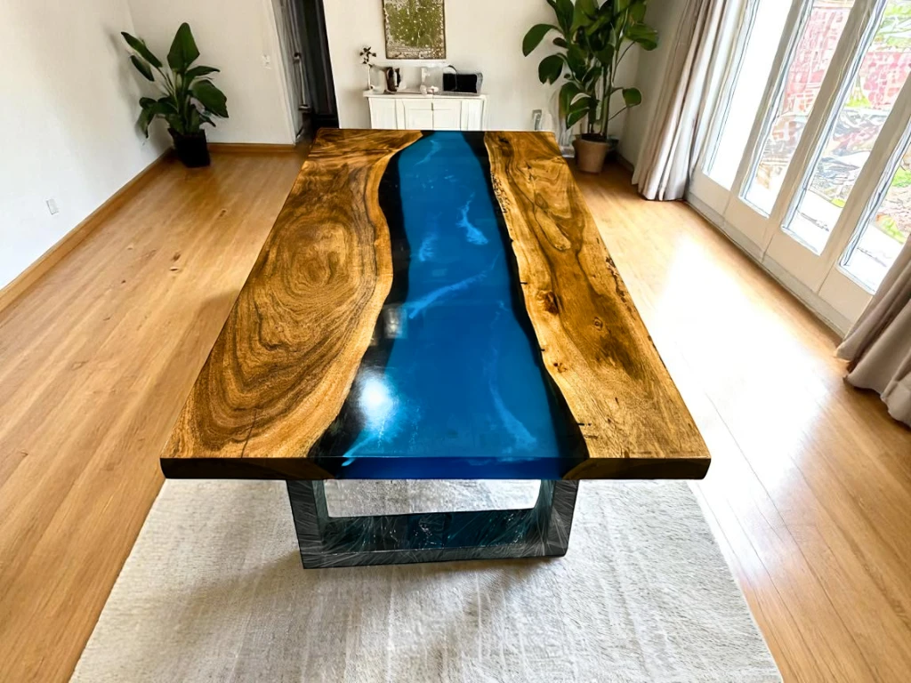  Blue River Epoxy Dining Table Centerpiece